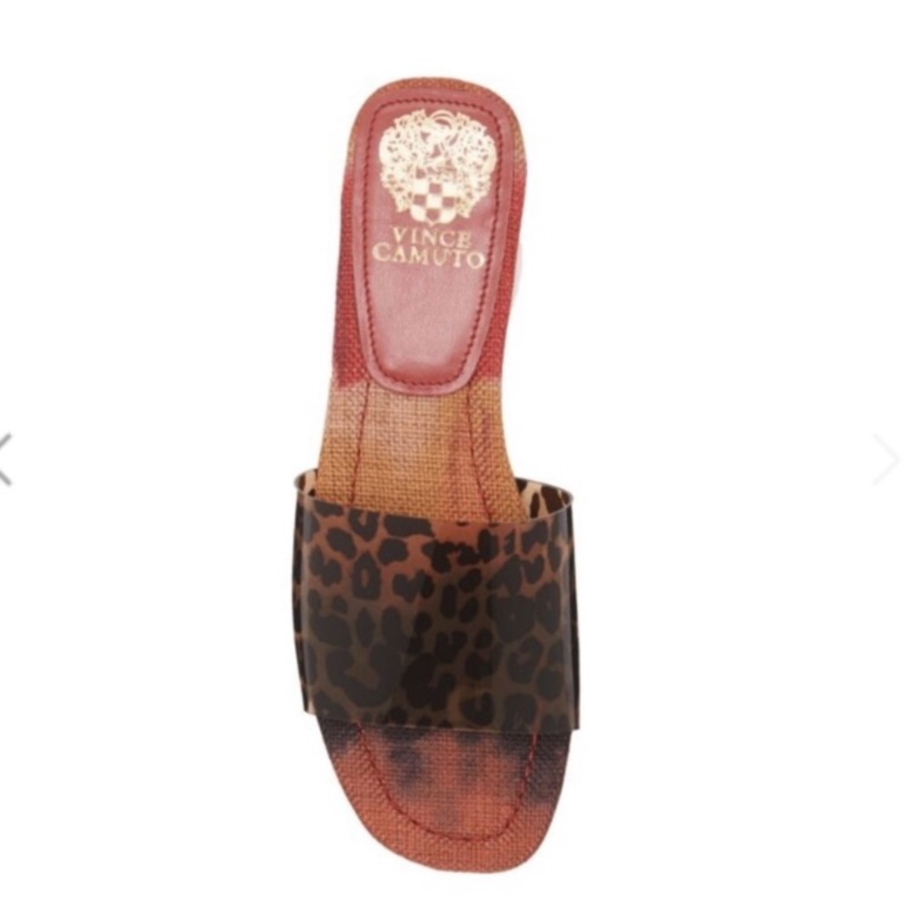 Vince Camuto Leopard Print Slide Sandals in Brown and Black